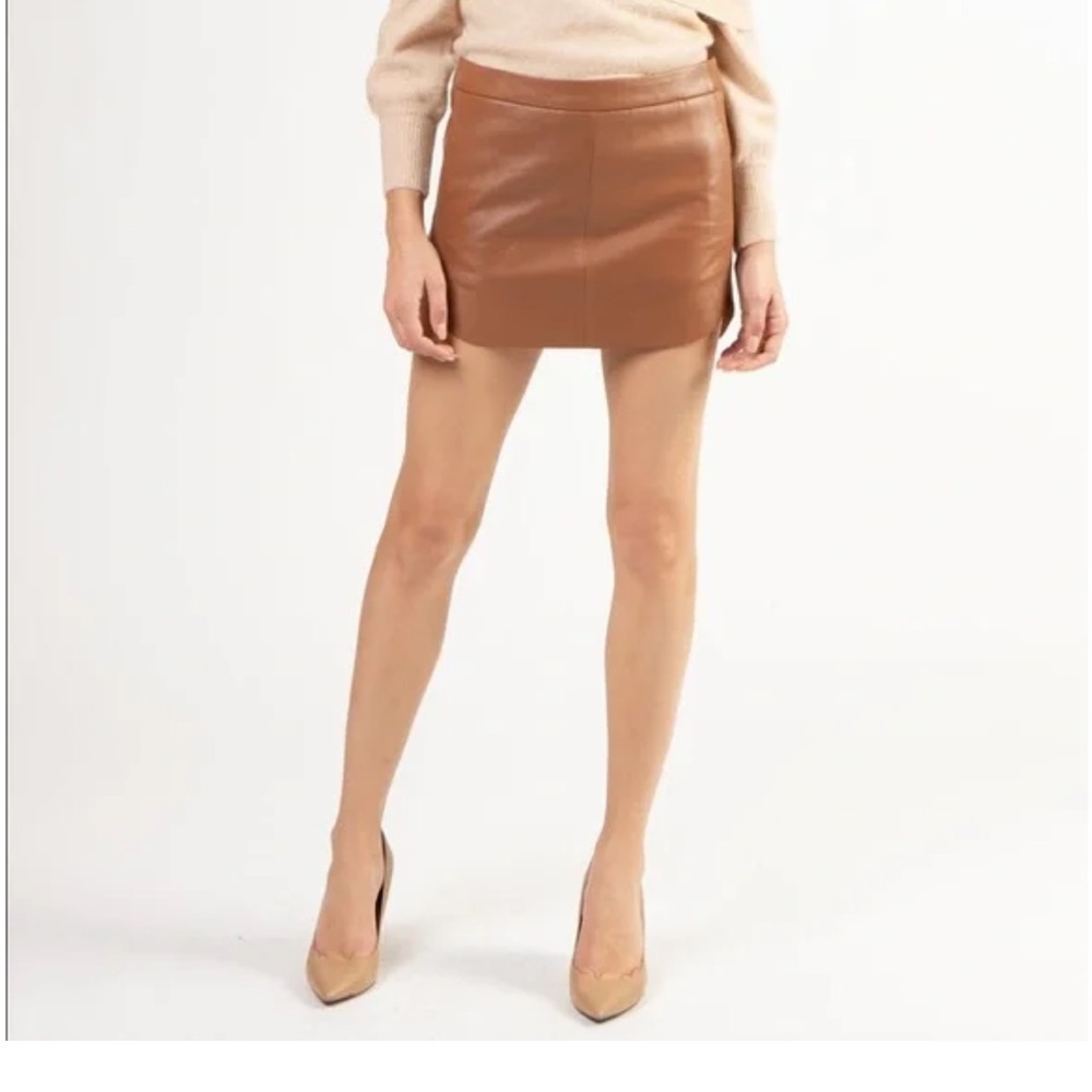 Michelle Mason cognac leather skirt